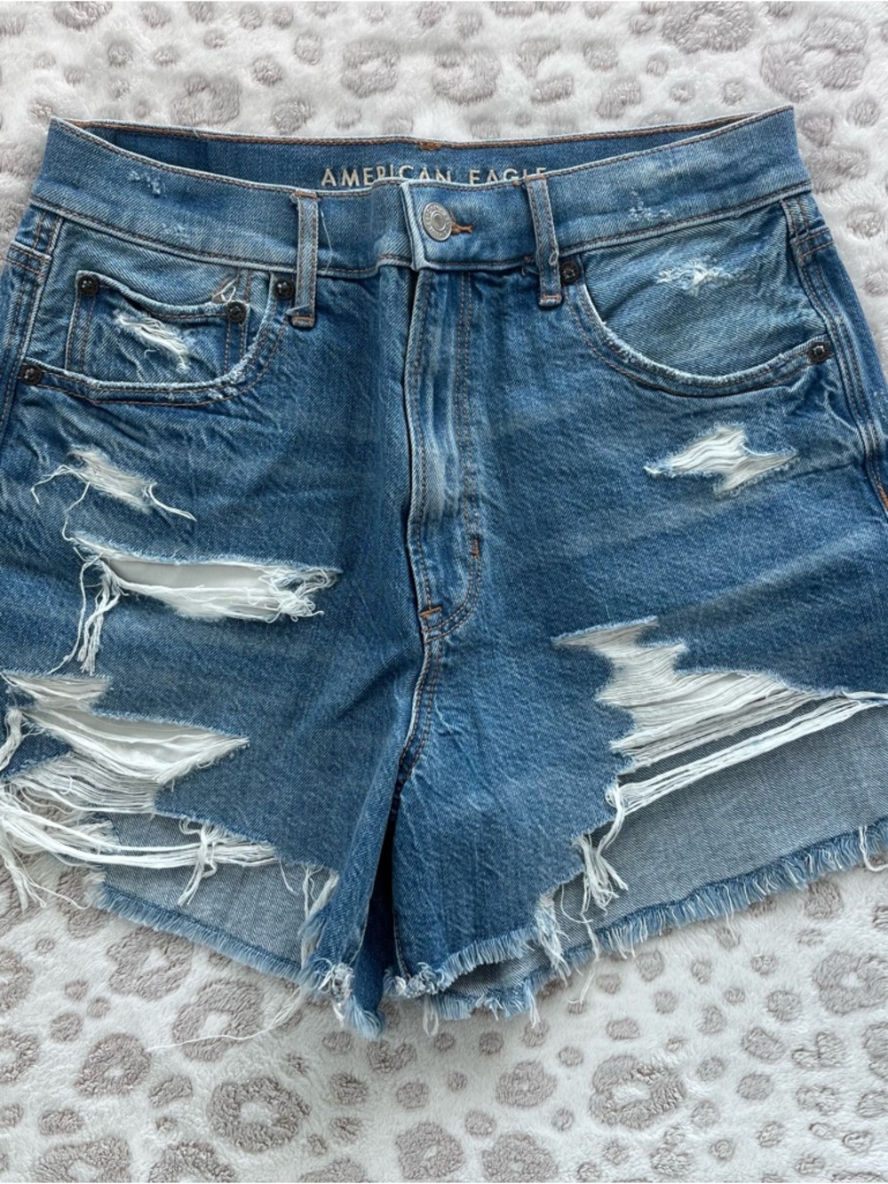 American Eagle Outfitters Distressed Blue Denim Jean Shorts